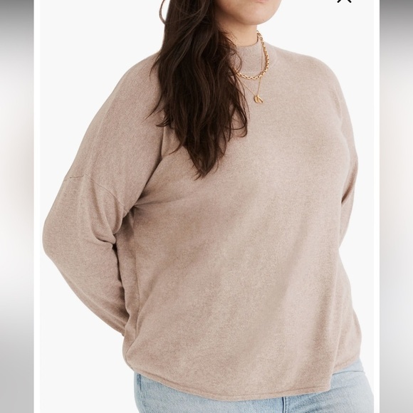 Madewell Ashbury Mock Neck Lightweight Tan Wool Alpaca Blend Sweater NWT - Picture 2 of 10